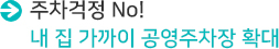 주차걱정 No! 내 집 가까이 공영주차장 확대