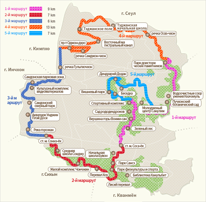 Подробная карта Пучхонской тропы Дулле-джил