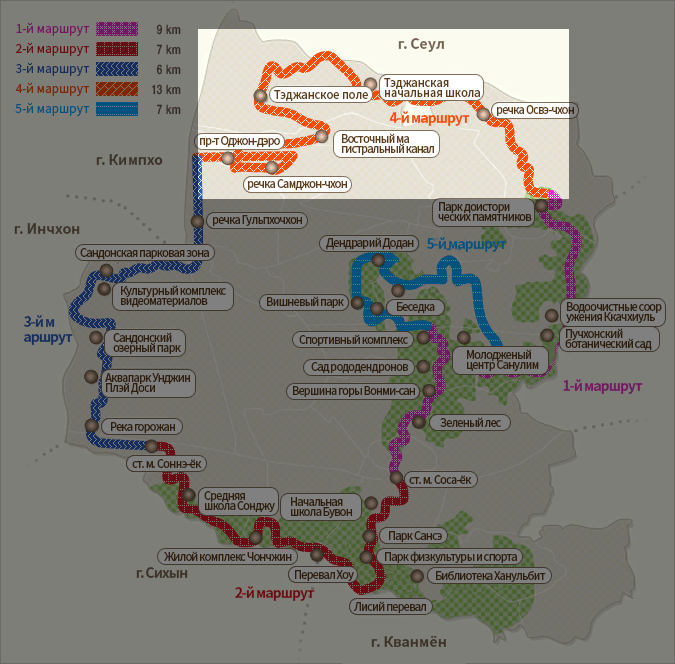 Подробная карта маршрута 4 по Дулле-джилу