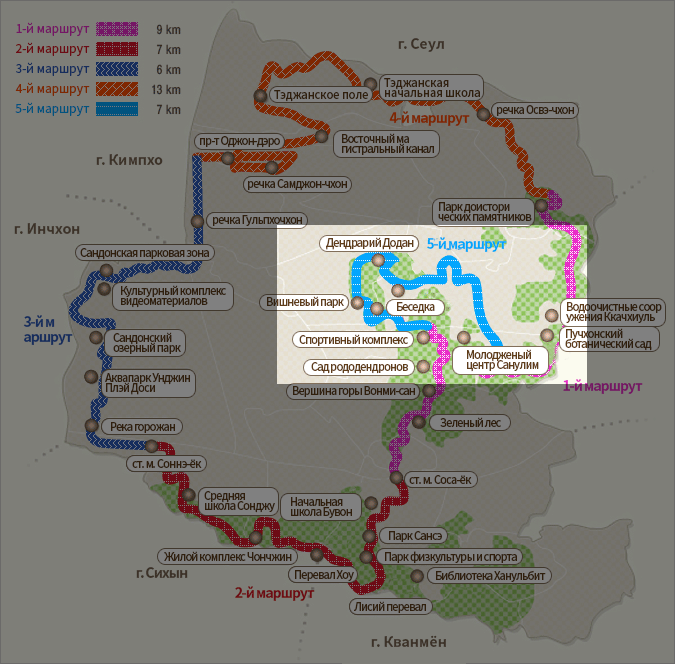 Подробная карта маршрута 5 по Дулле-джилу